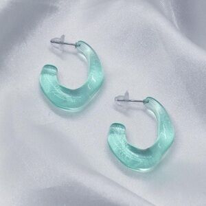 Blue Acrylic Hoop Earrings